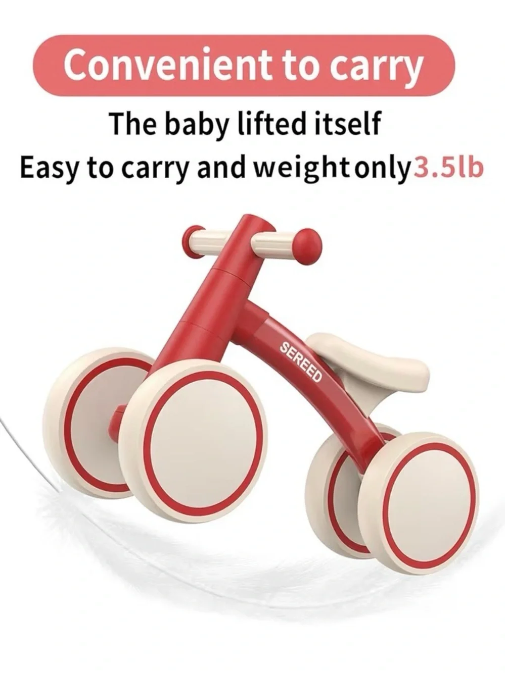 New in the Box Sereed Baby Balance Bike - Natural Kraft Brown and Red